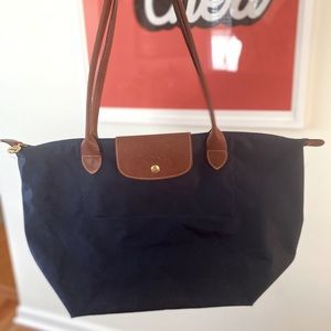 Navy Longchamp Shoulder Tote